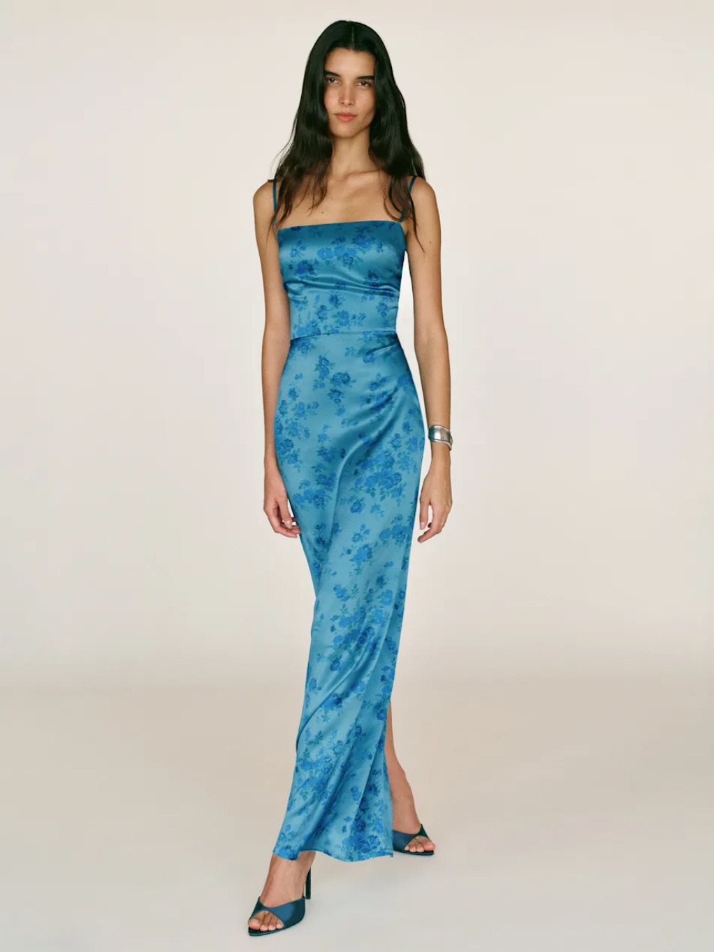 Reformation Frankie Silk Dress In Water Sign